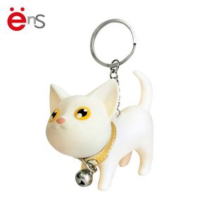 Cute Promotional Plastic Keychain , Pvc Rubber Keychain Cat Shaped