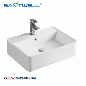 Cheap White Ceramic Vessel Sink AB8337 Bathroom Ceramic Basin Hotel Above Counter Basin for sale
