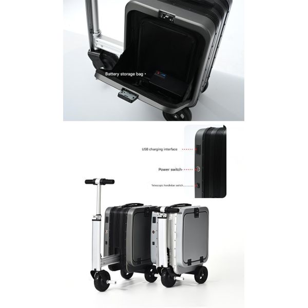 Multifunctional electric ride-on suitcase, 20-inch, unisex, carry-on, TSA lock , front opening, travel luggage ,smart suitcases