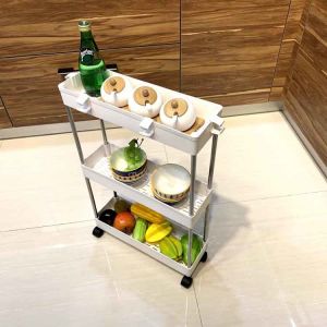 Plastic Sundries Rolling Home Storage Carts With 4 Universal Wheels Flexible