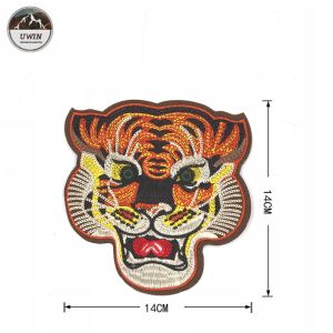 Animal Handmade Embroidered Cloth Patches , Large Tiger Patch With Hot Cut