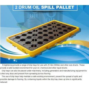 Detachable plastic 4 drum oil spill pallet, 1300*660*150 mm 2 drum spill