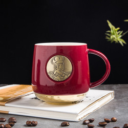 420ml Creative Ceramic Coffee Cups With Copper Fish Scale Pattern