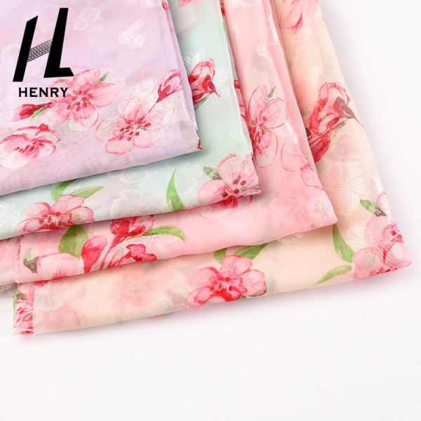 Floral Printed Polyester Chiffon Fabric For Fashion Garment Textile