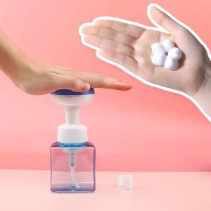 Cheap PET Plastic Foam Pump Bottle with Bionic Flower Foam Pump Head for 100ml-200ml Personal Care Liquids for sale