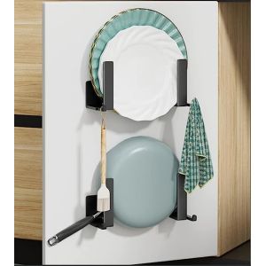 Wall-Mounted Pot Lid Rack Cutting Board Shelf Pot Cover Storage Rack with Self
