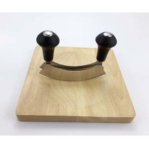 5 inch double knife blade pizza cutter mezzaluna knife black color green color