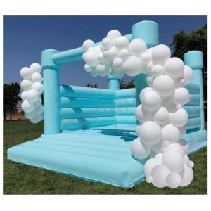 Time Custom Logo Printed White Jumping Castle for Wedding Party Inflatable