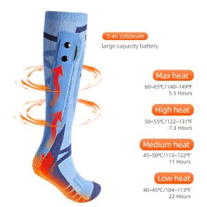 Rechargeable 4 Heating Settings Lithium Ion Self Heating Socks For Camping
