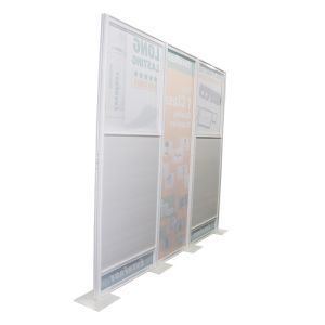 Plastic Slatwall Custom Tradeshow Booth With Fabric Panel Lighting Storage