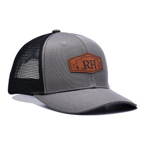 Customizable Cotton-Front Trucker Cap with Sweatband Custom Lether Patch