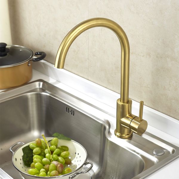 Saniary Ware Fittings Steel 304 Or 316 Body Kitchen Faucets Deck Mounted Single Hole Gold Color Faucet