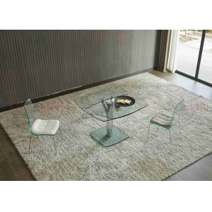 Extendable Flexible Multifunctional Dining Table With Two Leaf Glass Top