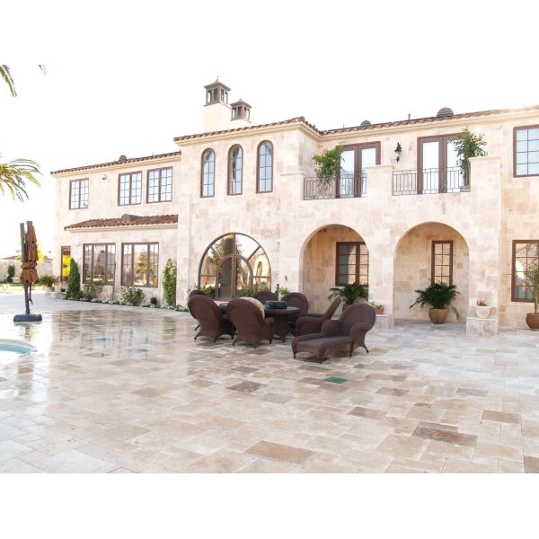 Quality Crosscut  Filled Outdoor Travertine Patio Tile , Tumbled Travertine Floor Tiles wholesale