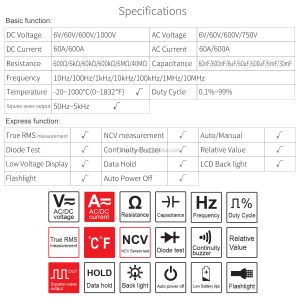 Portable Digital Multimeter With Voltage Detector And Clamp Measuring Resistance