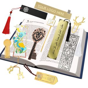 China Custom Enamel Tassels Metal Bookmarks Letterpress Printing on sale