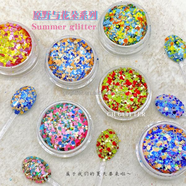 ODM PET Hexagonal Glitter Mix Sequin For Nails Christmas Halloween Craft In Bulk