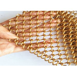 6mm Hole size Gold Color SS316 Decorative Woven Wire Mesh For Curtain And Space