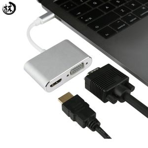Kico Type C Hub USB Type-C Adapter to VGA & HDTV Connector OTG HD Support 1080P