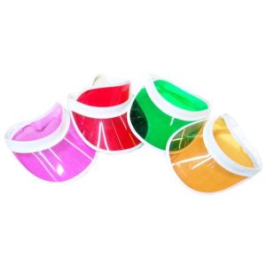 100% PVC Neon Clear Plastic Sun Visor Cap With Spandex Elastic Closure