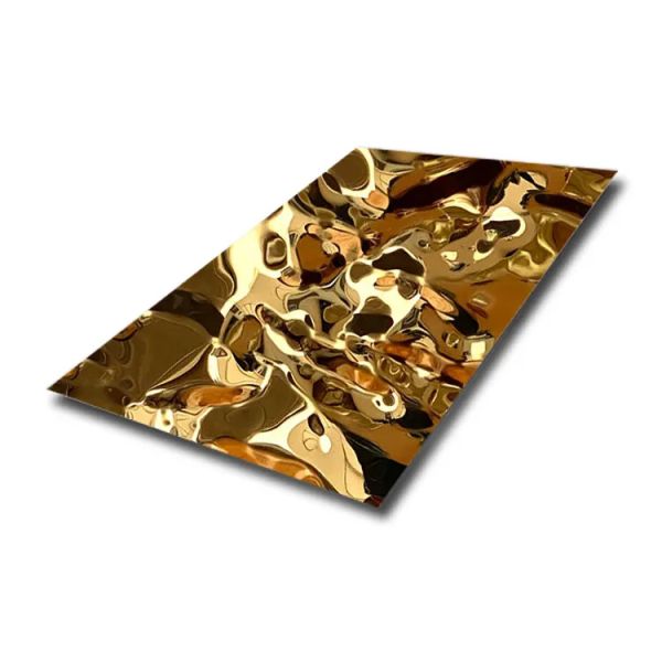201 304 316 Water Ripple Steel Sheet Mirror Polished Champagne Gold Color
