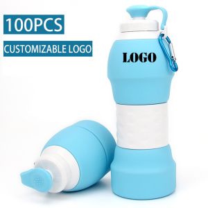 OEM Drop Resistant Silicone Foldable Water Bottle 580ml
