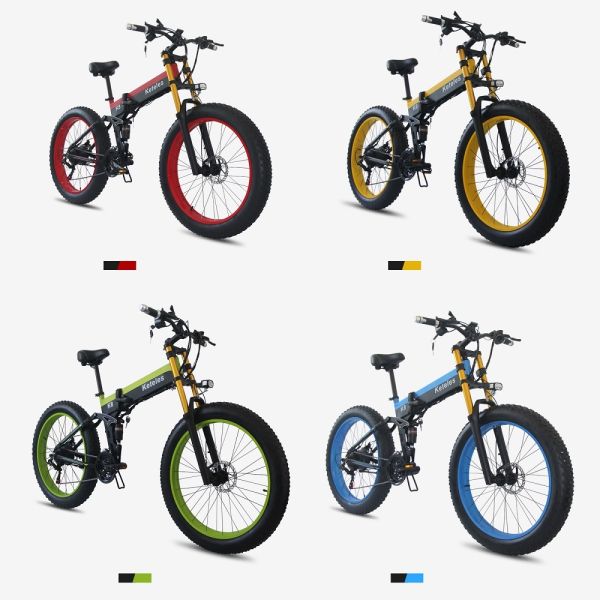 EU Quality 26x4.0 inch Fat Tire Folding E-Bike 1000W Motor 13AH Lithium Battery 21-Speed Electric Bike Dual Crown Downhill Fork