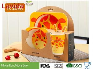 China Non Fragile BPA Free School Baby Bamboo Dinner Set Square 5 Pieces Bamboo Set on sale