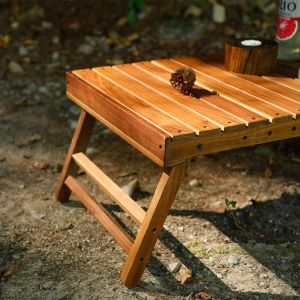Oak Table For Camping With Foldable Legs Portable Folding Picnic Table