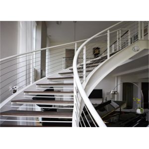 Laminated Glass Tread Building Curved Staircase With Stainless Steel Post