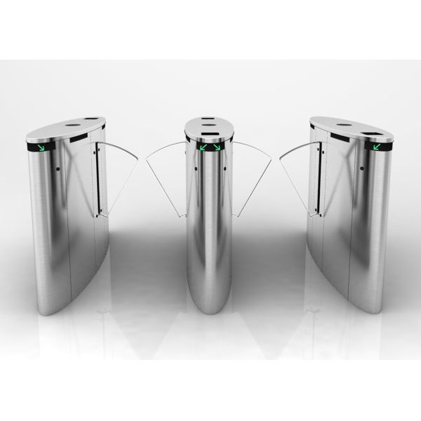 Automatic Bank Waist High Turnstile , Fingerprint Reader Retractable Flap