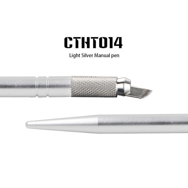 Aluminum Alloy Permanent Makeup Eyebrow Tattoo Pen Light Silver Pen