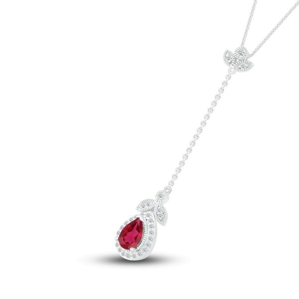 Quality Lab-Created Sapphire & Lab-Created Ruby Necklace Sterling Silver wholesale