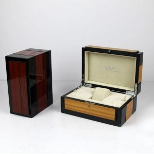 Eco Friendly Solid Wood Watch Box High Gloss Finish For Storage