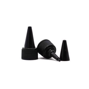 20mm PP Plastic Black Long Nozzle Cap 18mm Twist Top Cap For Screw Bottles