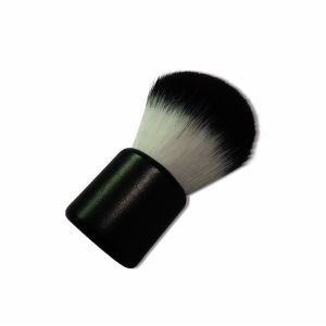 China Small Single Fluffy Kabuki Brush Black Flat Shape Wooden Handle on sale