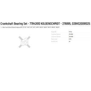 DEUTZ Crankshaft Bearing Set 77842610 KOLBENSCHMIDT 276895 038HS20091025 For