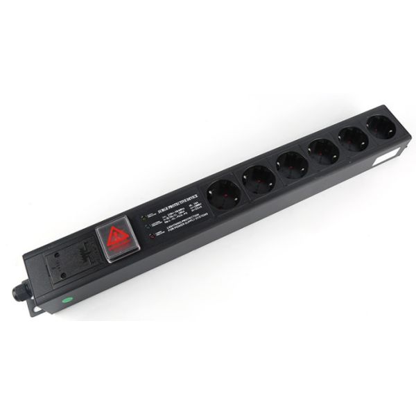 Horizontal Or Vertical Install Type 1.5U 6 Way Cabinet PDU With 3D Light 250V