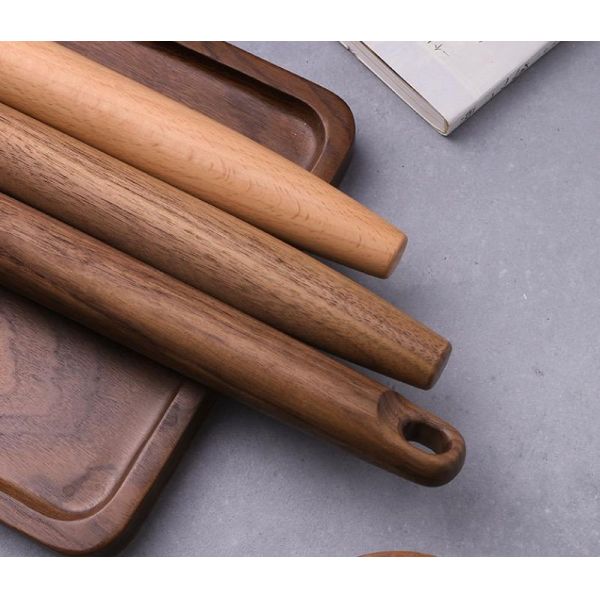 Solid 8" Pizza Dough Roller Kitchen Utensil Baking Tool Beech Wood French Rolling Pin