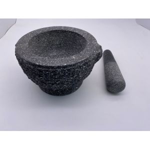 Marble Granite Stone Mortar And Pestle Rough Smooth Inside Pitted Outside