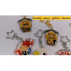 China Epoxy Glitter Anime Acrylic Keychain Charm Innovative Design For Souvenir Gift on sale