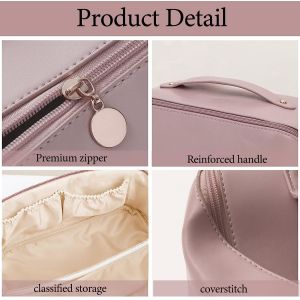 Shockproof Leather Double Layer Makeup Bag Clear Cosmetic Bag With Zipper