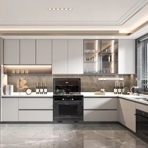China Cheap Australia White Lacquer Matte Finished Glass Quartz Kitchen Island Kitchen Cabinets on sale