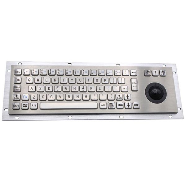 LED Backlit 5VDC PS2 Industrial Metal Keyboard Stainless Steel 68keys