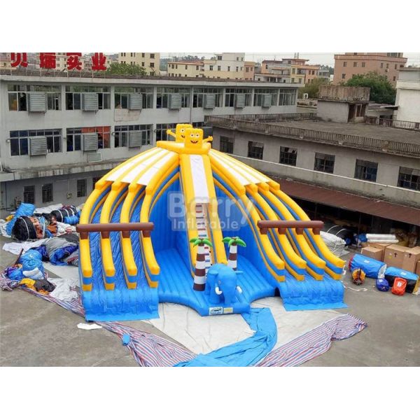 Quality Yellow And Blue Spongebob Inflatable Water Slides For Pool With Digital Printing wholesale