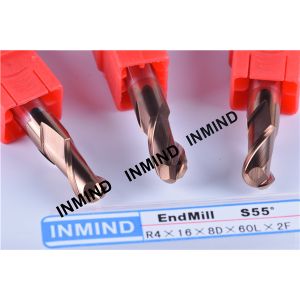 AlTiN Coating , HRC50 2 Flute Ball Nose End Mill Grain Size 0.6-0.8UM High