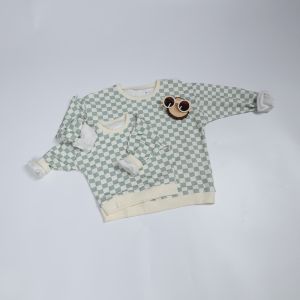 French Terry Pullover Sweat Shirt 230gsm Children'S Play Set With Checkered