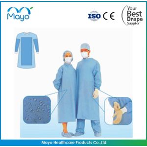 China Surgeon Apron Sterile Surgical Gowns Knitted Cuff Level 4 Medical Gown on sale