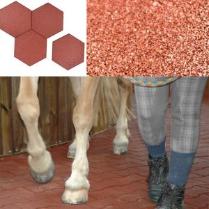 Hexagon Rubber EPDM/SBR Pavers Red Color Rubber Brick For Equestrian And