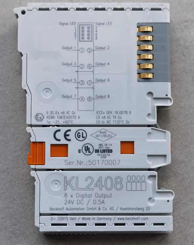 KL1408 Beckhoff 8-channel Digital Input Terminal 24VDC 3.0 Ms 5 MA 500 Vrms